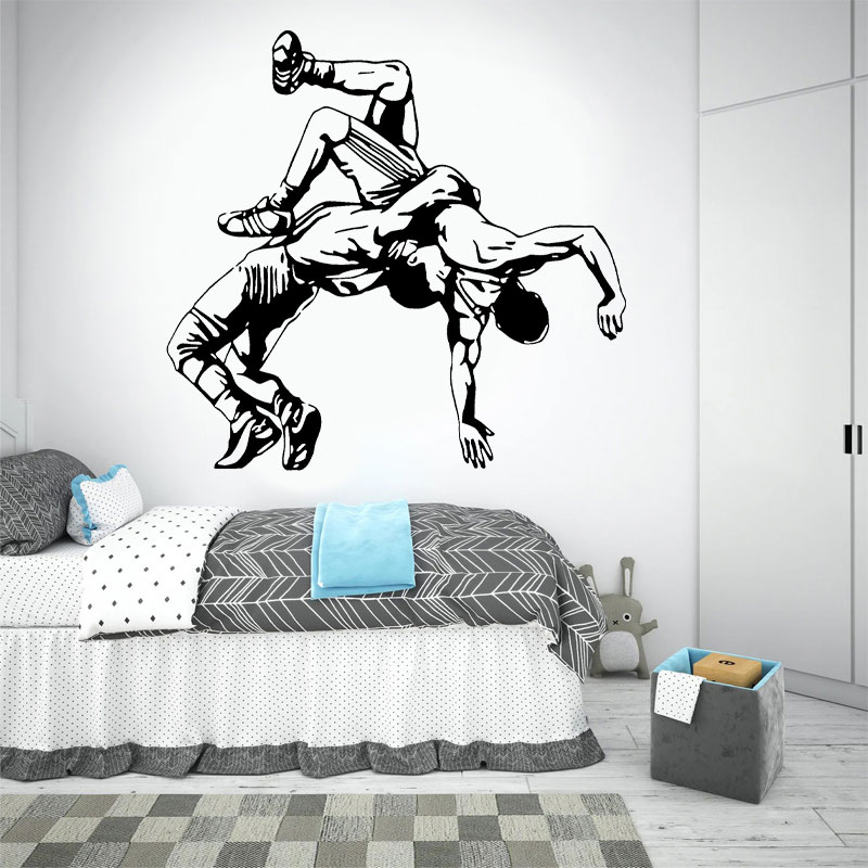 Home Gym On Wall - Wrestling Wurf Wandtattoos Vinyl Wrestler Sport