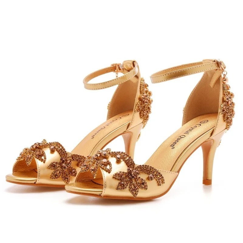 Ankle Strap Attachment - Modische Designer-Damenschuhe Luxuriöse Strass Peeptoe High