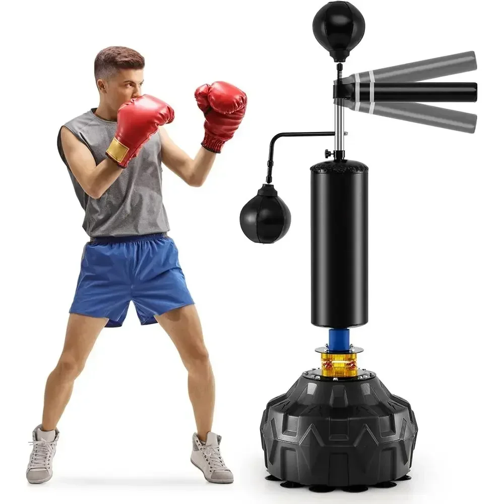 Speed Bag Boxing - Höhenverstellbarer Rebound-Boxsack mit 2 Speedbällen, Schwenkstange