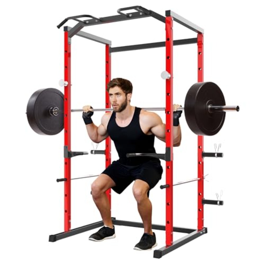 Home Gym Power Rack - Hochbelastbarer Power Cage mit Klimmzugstange, 1100LB