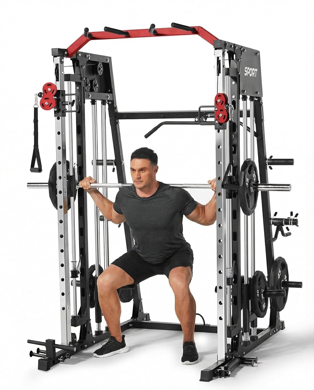 Home Gym Lat Pulldown - All-in-One Smith Machine Home Gym, 2200lbs