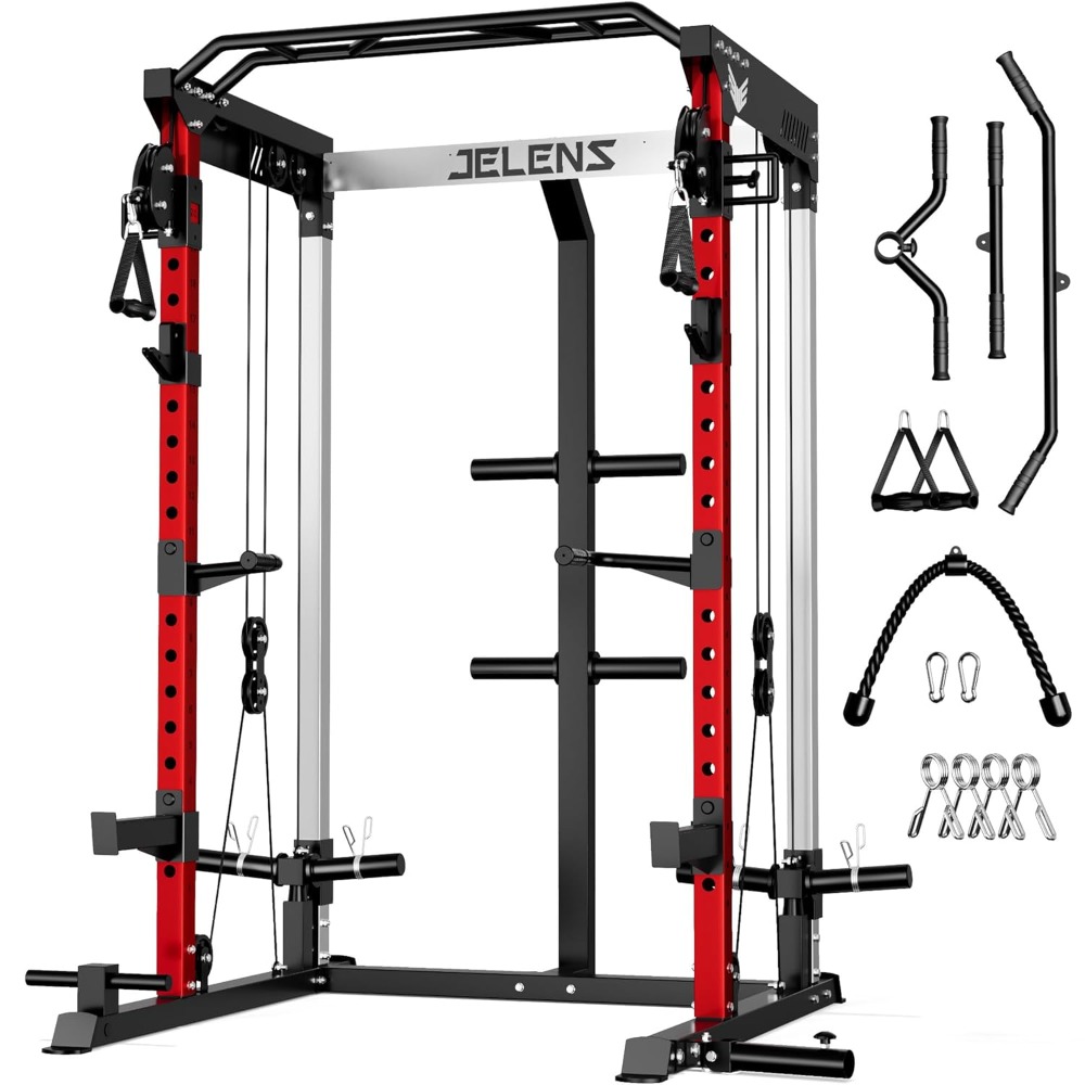 Home Gym Cable Pulley System - 2000LBS Multifunktions-Kraftstation mit Doppel-Rollensystem, All-in-One Squat