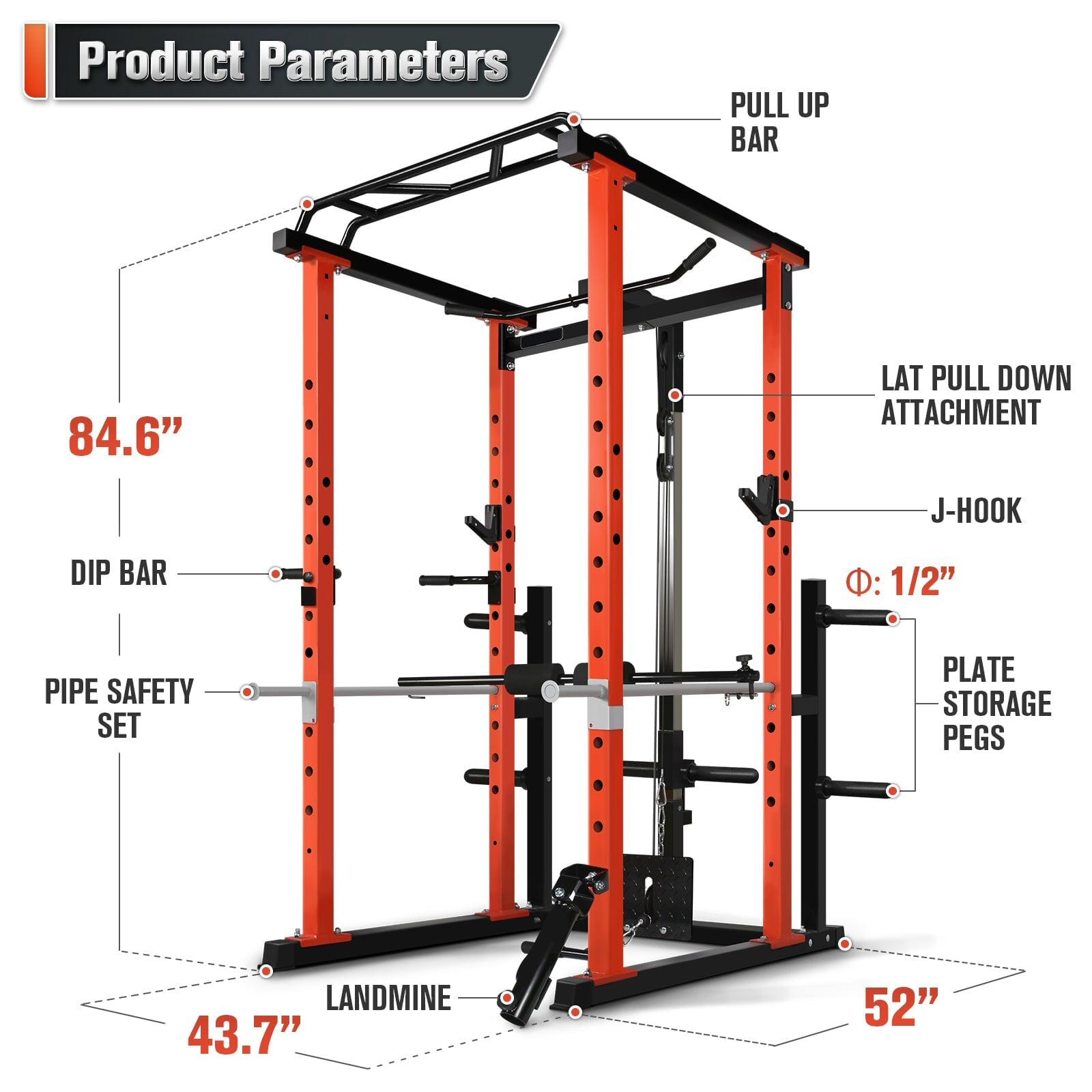 Home Gym Power Rack - Kommerzieller Multifunktions-Kraftkäfig für Zuhause mit Pulldown-System,