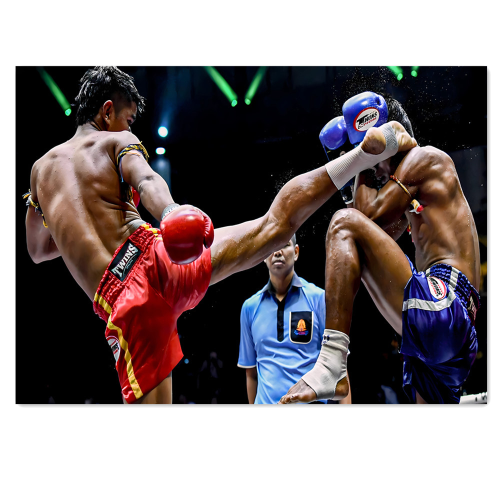 Home Gym Wallpaper - Muay Thai Kickbox-Leinwandbild: Kämpfer kniend –