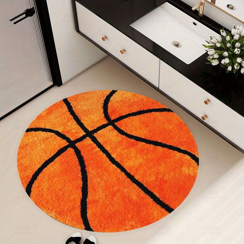 Home Gym Tunturi - Runder Teppich mit Basketball-Muster, Flanell, weich,