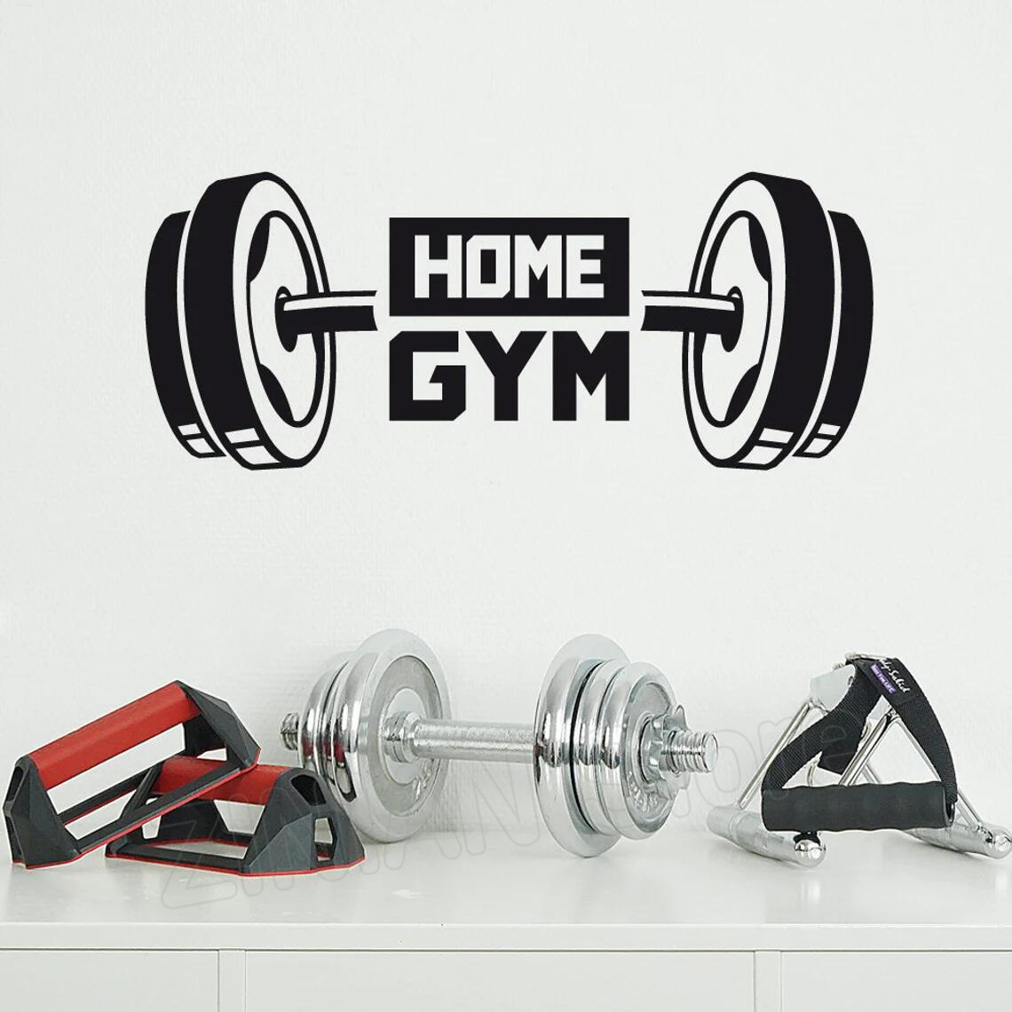 Home Gym On Wall - Fitness Home Gym Dekor Wandaufkleber Hantel